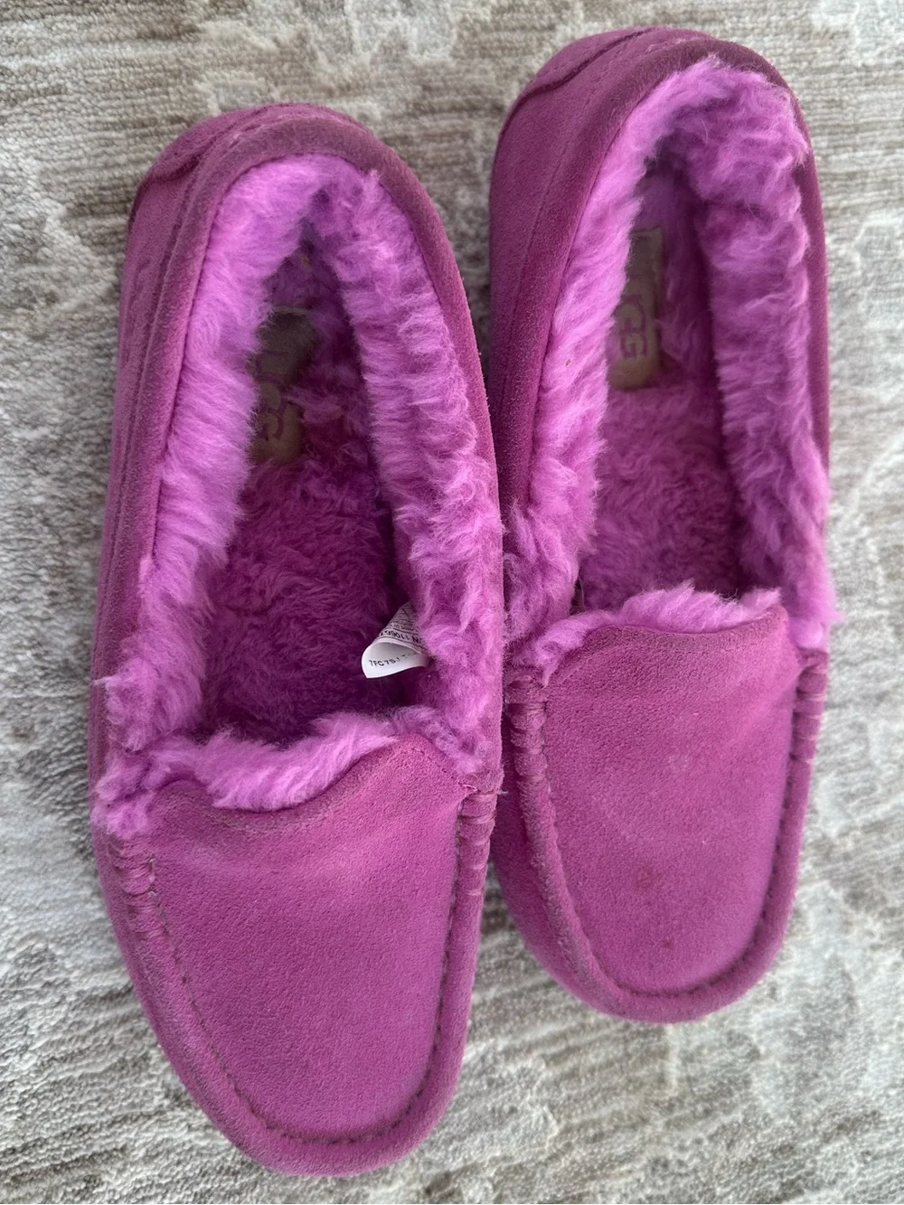 Ugg Australia Ansley Purple Pink Cloud Moc Toe Suede Wool Moccasins (Size 6)